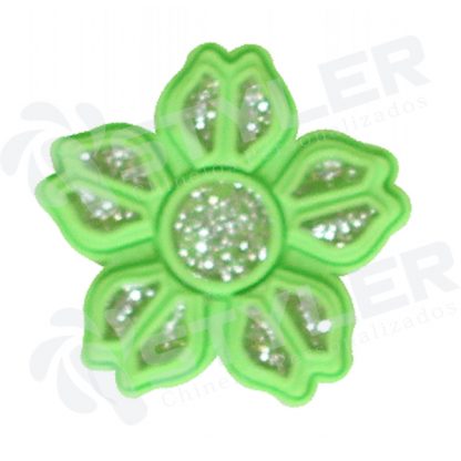 ETIQUETA EMBORRACHADA FLOR 5 PONTAS - VERDE LIMÃO