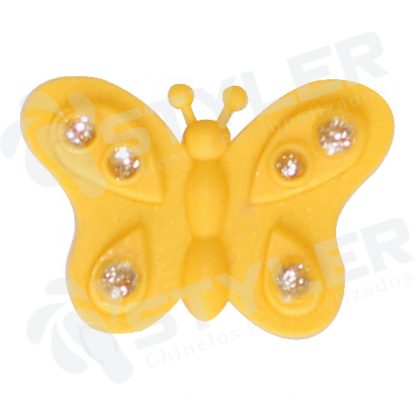 ETIQUETA EMBORRACHADA BORBOLETA PEQUENA - AMARELO
