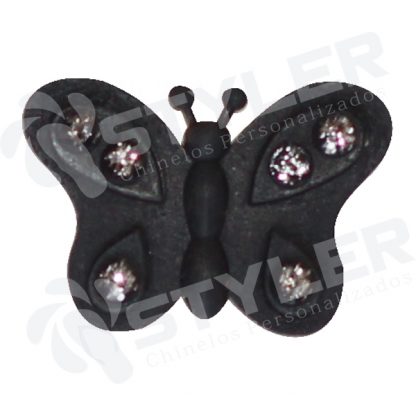 ETIQUETA EMBORRACHADA BORBOLETA PEQUENA - PRETO